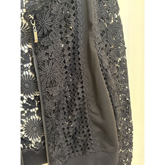 Berek Black Lace Bomber Jacket with Ornate floral Design Large - Picture 3 of 6